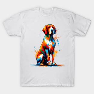 Vibrant Bracco Italiano in Abstract Splash Art T-Shirt